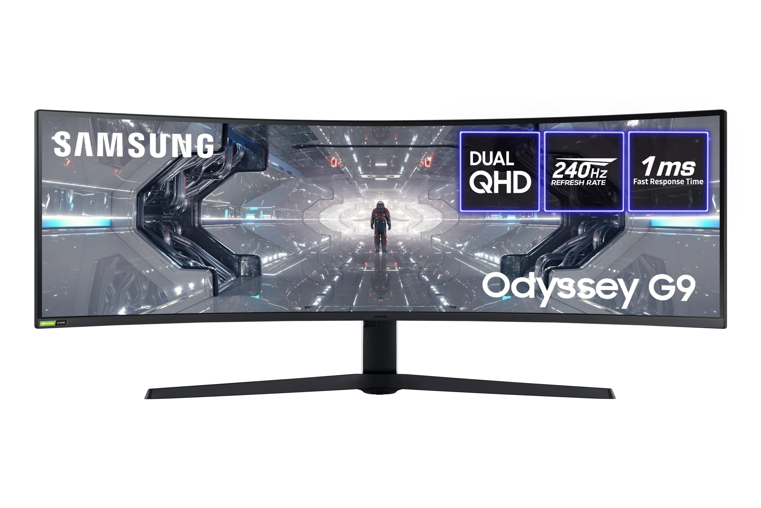 Samsung Odyssey G9 LC49G95TSSPXXU 49" Curved QLED Gaming Monitor - 5120 x 1440 Dual Quad HD, 240 Hz, 2xHDMI, DisplayPort, Height Adjust, Freesync