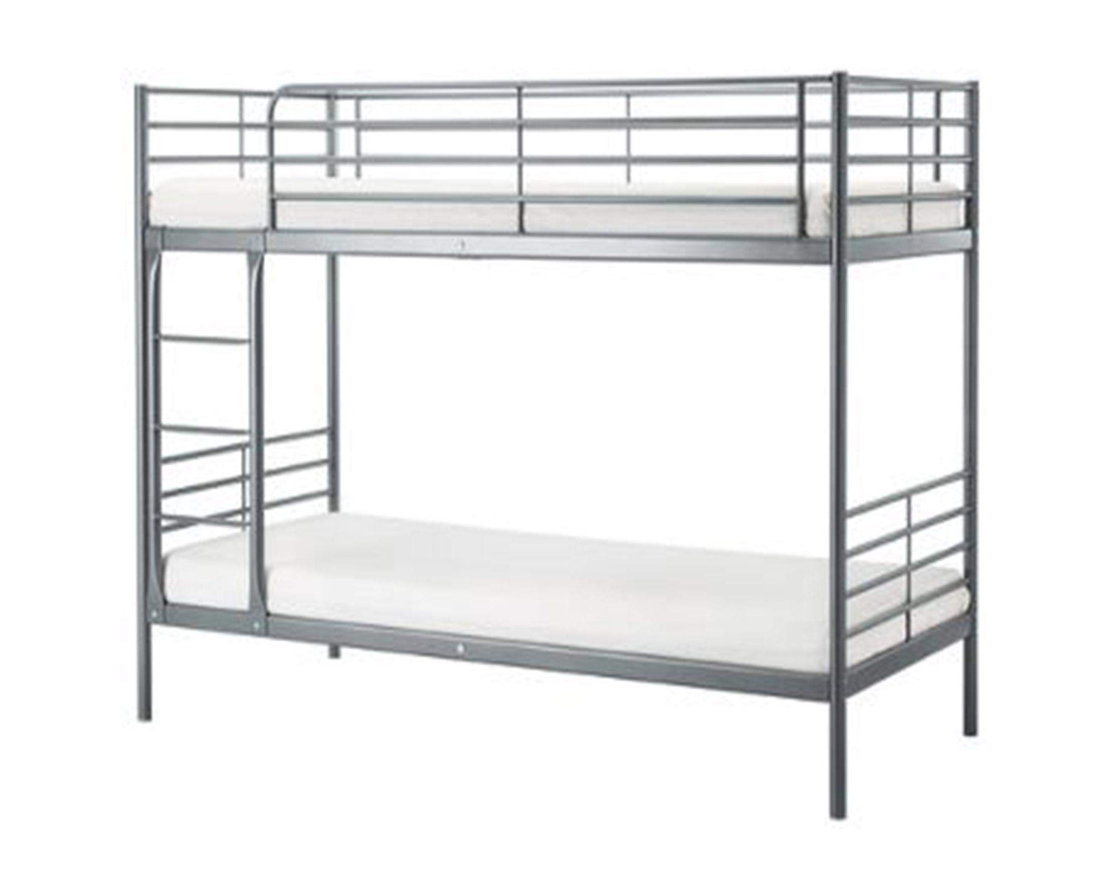 Heavy Duty Steel Bunker Bed (190x90cm) Silver Without Mattress