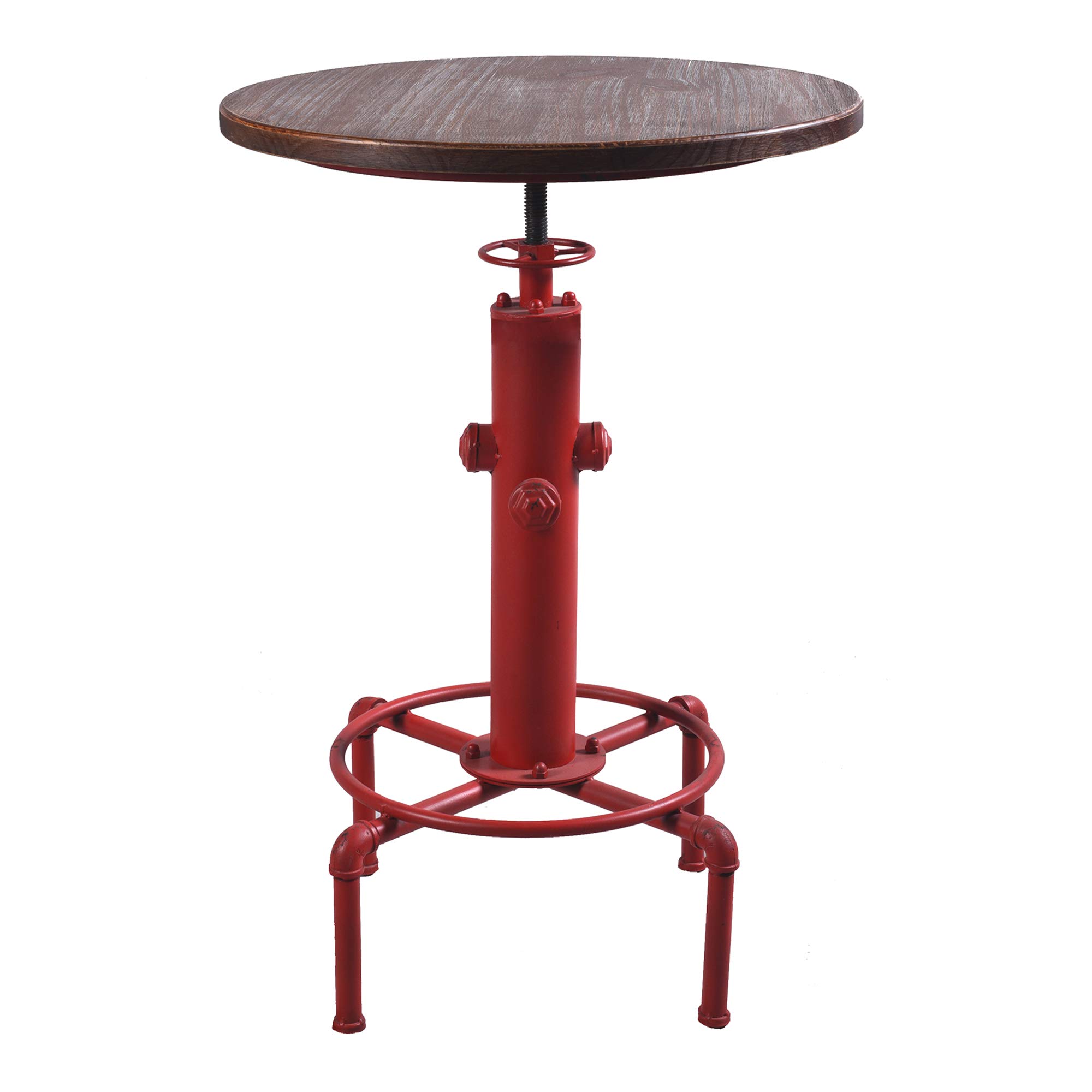 Topower Industrial Bar Table 31.5-41.3" Adjustable Pub Table Kitchen Dining Coffee Bistro Table (Red)