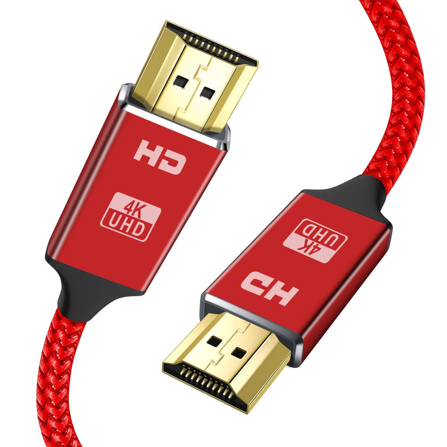 4K HDMI Cable 2M red HDMI Lead-Snowkids Ultra High Speed 18Gbps HDMI 2.0 Cable 4K@60Hz Compatible Fire TV, 3D Support, Ethernet Function, Video 4K UHD 2160p, HD 1080p, 3D DVD PC ect