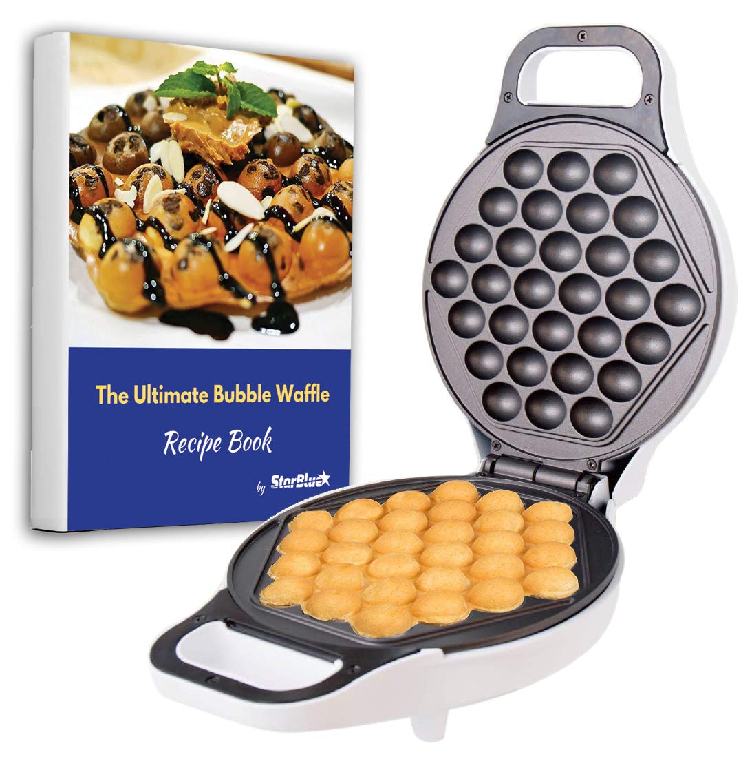 Hong Kong Egg Waffle Maker by StarBlue with BONUS recipe e-book - Make Hong Kong Style Bubble Egg Waffle in 5 minutes AC 120V, 60Hz 760W