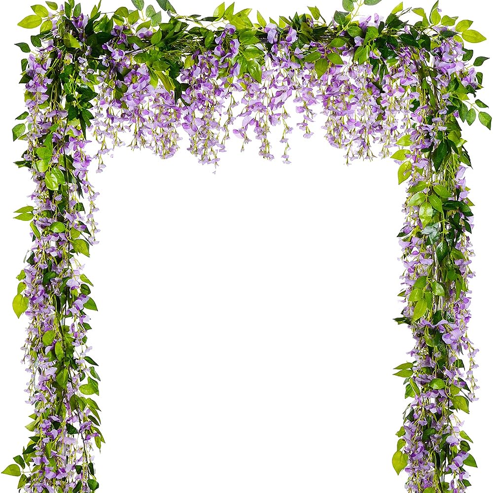 5 Pcs Purple Wisteria Garland Artificial Flower Arch Floral Garland Decor Fake Hanging Flowers for Wedding Arch