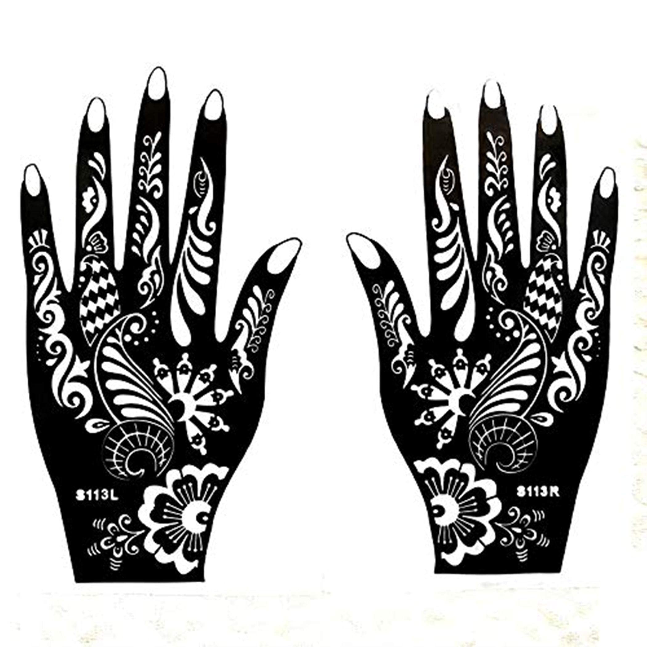 IVANA'S Heena Mehandi Tatto Stencil Set for | Hand | Body | Fingure | Face | Heena Art Temporary Tatto for Kids, Girls & Women, Design - NIV-331, Black, M