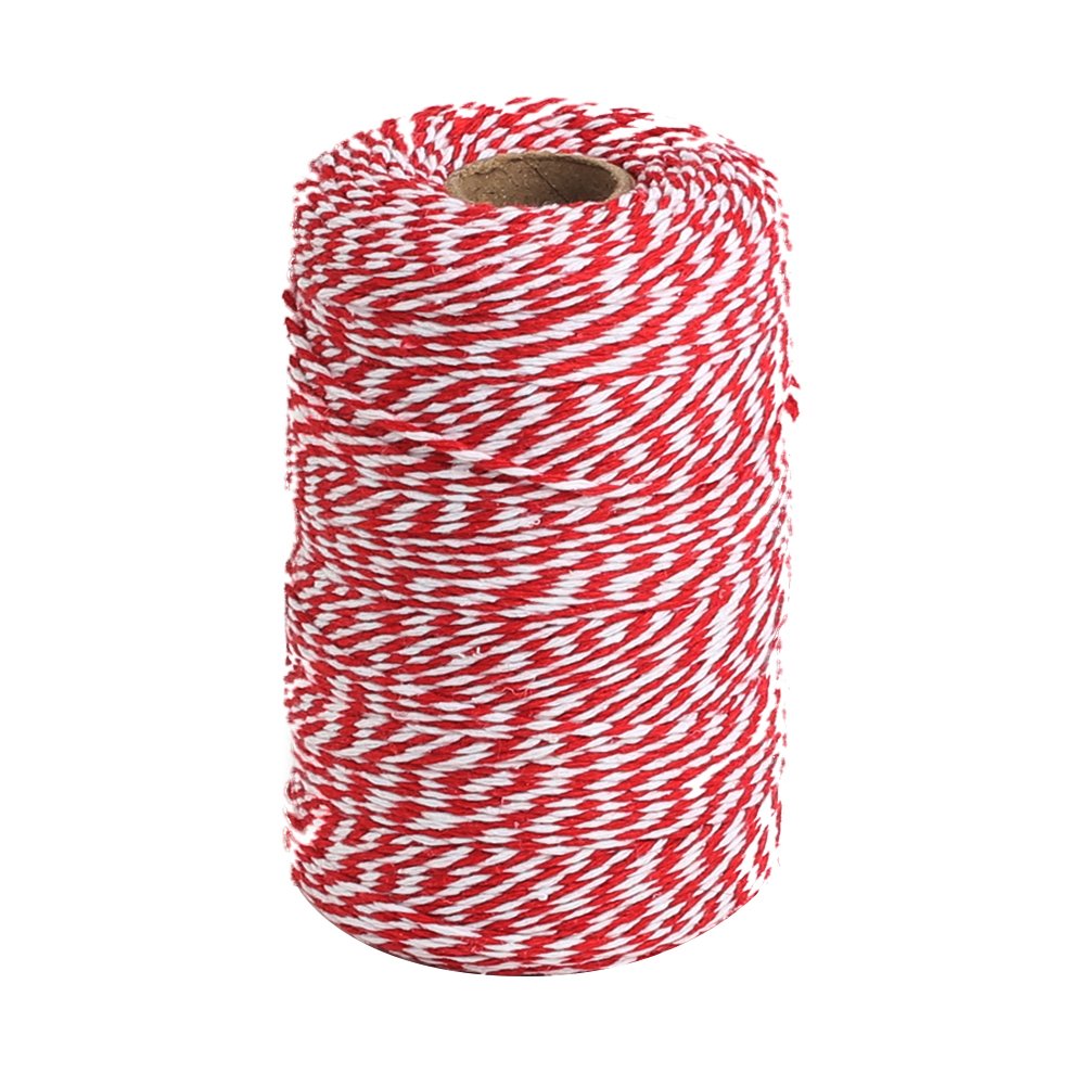 Tenn Well Red and White Twine, 656 Feet 200m Cotton Bakers Twine Perfect For Baking, Butchers, Crafts and Christmas Gift Wrapping