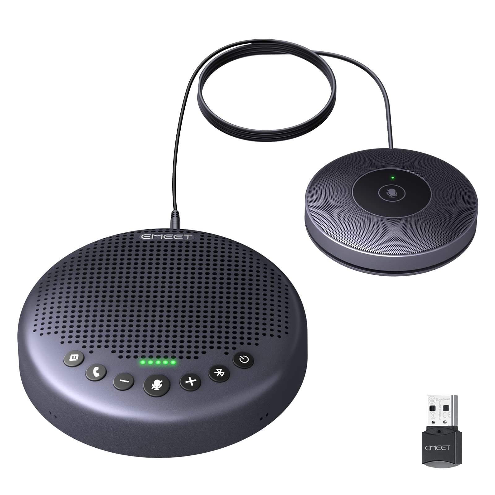 EMEET Conference Speaker and Microphone w/8+1 Mics, 360° Voice Pickup, Noise Reduce, Bluetooth/USB/Dongle Speakerphone for 14 People w/Daisy Chain for 25, Compatible w/Leading Platforms, 2024 Version