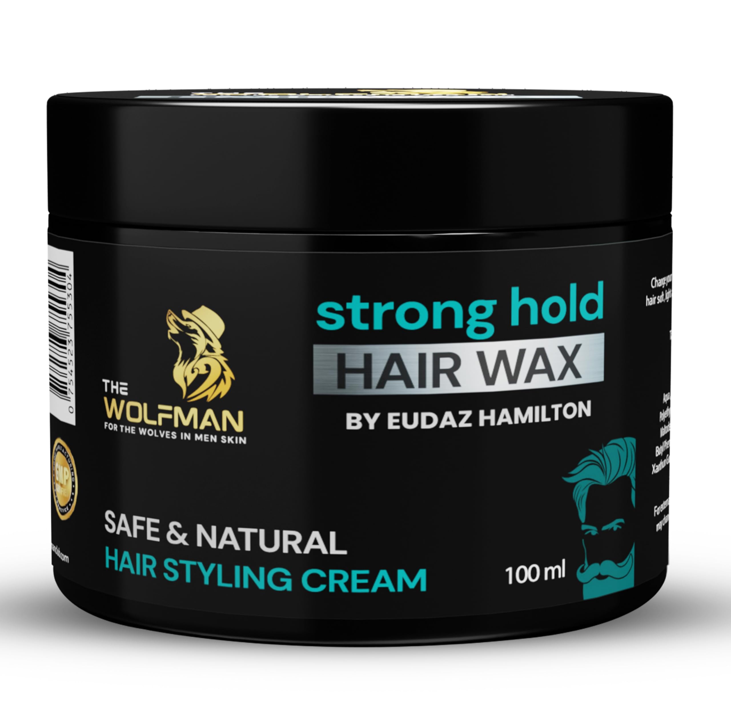 The Wolfman Strong Hold Hair Wax for Volume, Long Lasting With Aloe Vera, Water Based and Non Sticky, Matte Look, Vegan, Natural, 100 ml