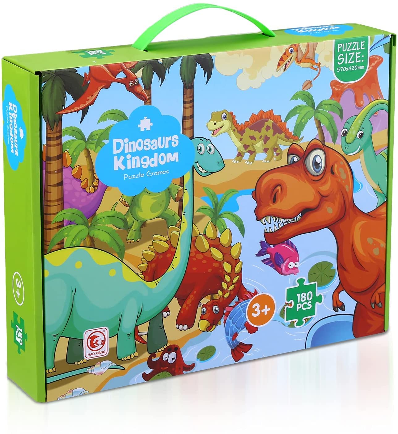 180 Pieces Kids Dinosaur Floor Puzzle Jigsaw Puzzles for Kids | Big Pieces Animal Art Puzzles Educational Games Learn and Play Kids 3+ | Children Learning Preschool Toddler Jumbo Colorful Dinosaurs