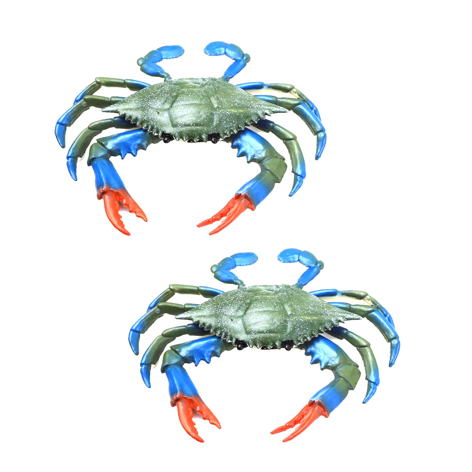 Framendino, 2 Pack Artificial Plastic Realistic Crab Decor Sea Life Animals Model Blue