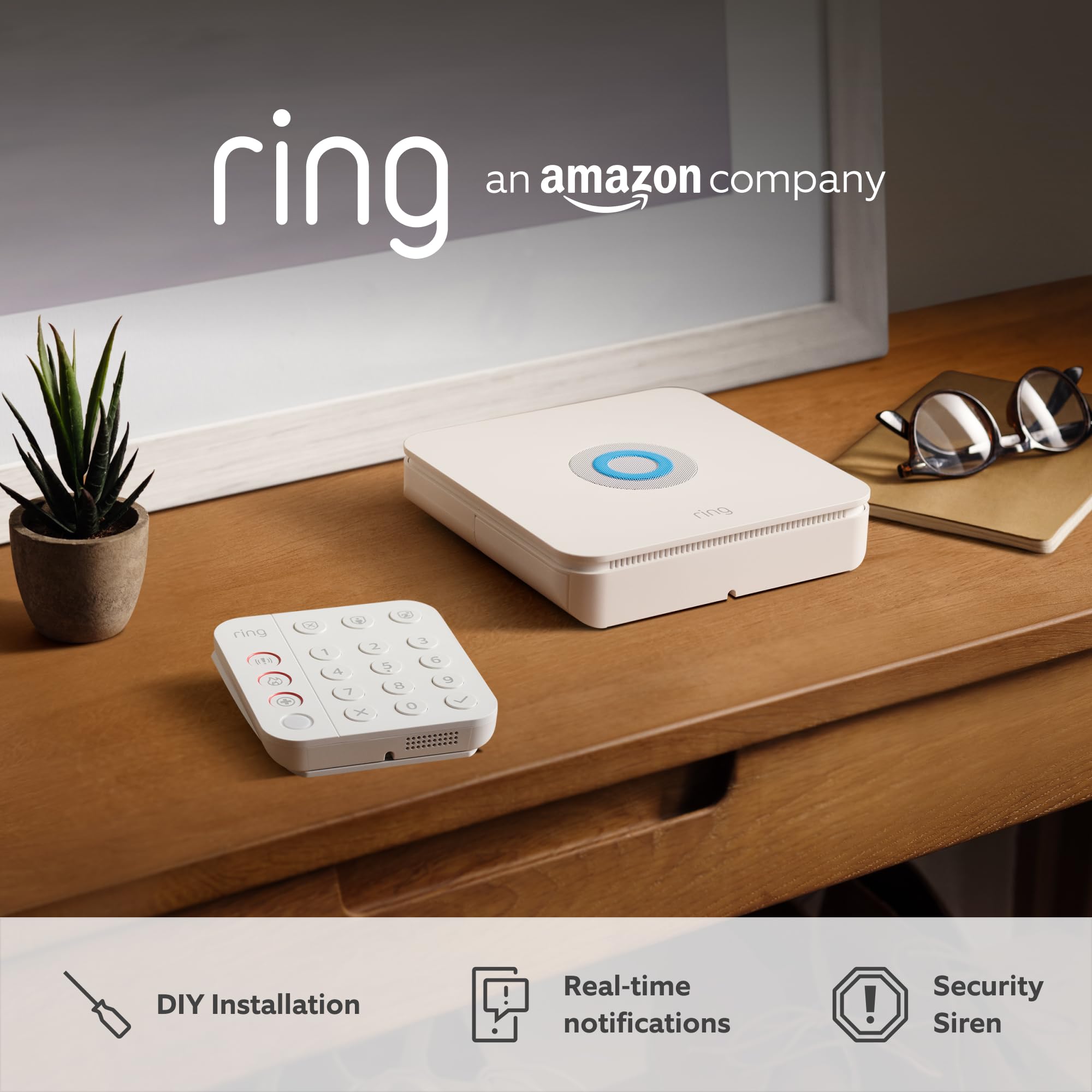 Ring Alarm Pack - M with Alarm Outdoor Siren by Amazon | Smart home alarm security system with optional Assisted Monitoring - No long-term commitments | Works with Alexa