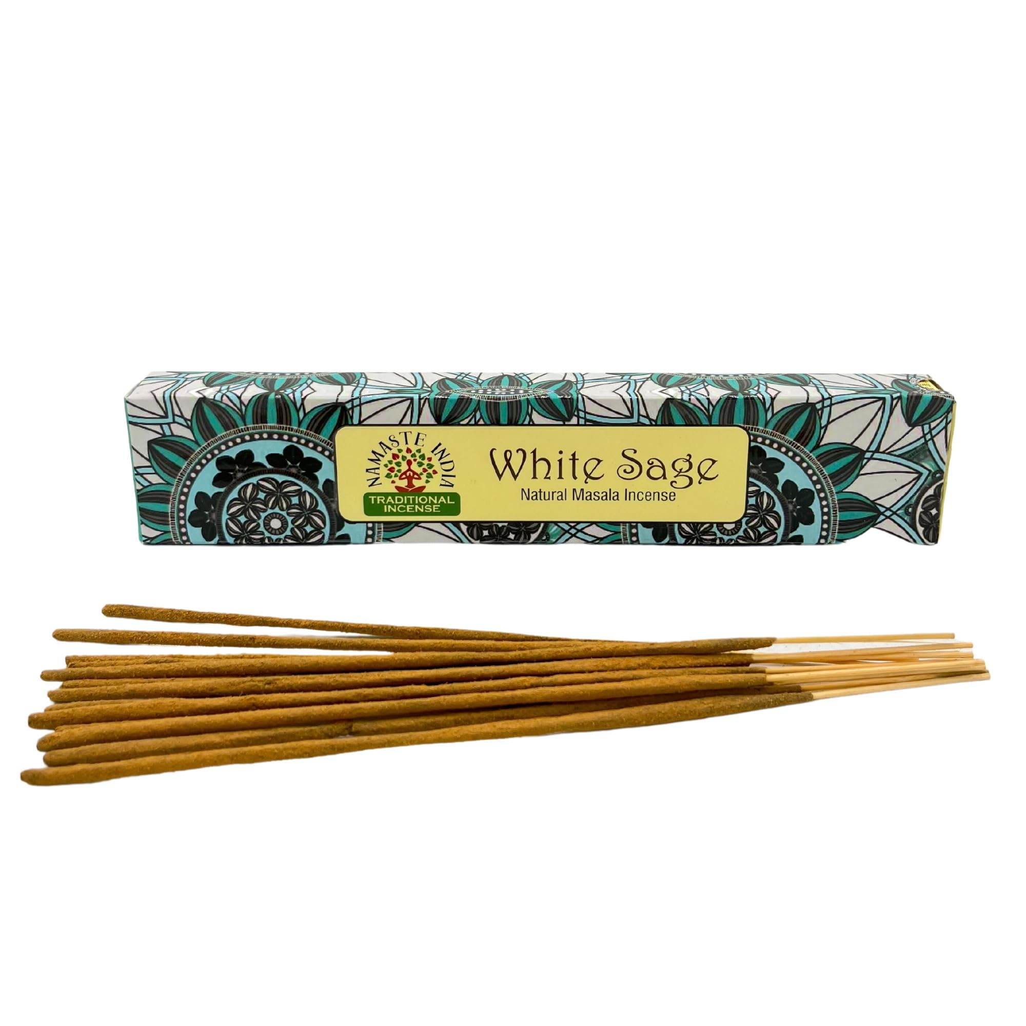 Namaste Mandala Masala Incense - White Sage - Traditional Indian Agarbathi - Handmade - 1 Box