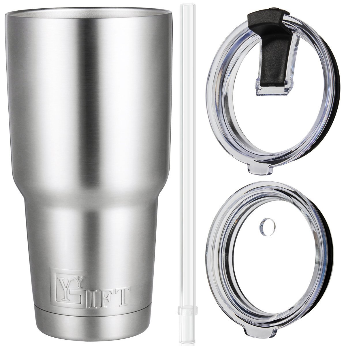 YYGIFT 30oz Vacuum Insulated Tumbler Stainless Steel Coffee Water Cups with Drinking Strew and 2 Lids for Home office School Works for Cold Hot Drinks