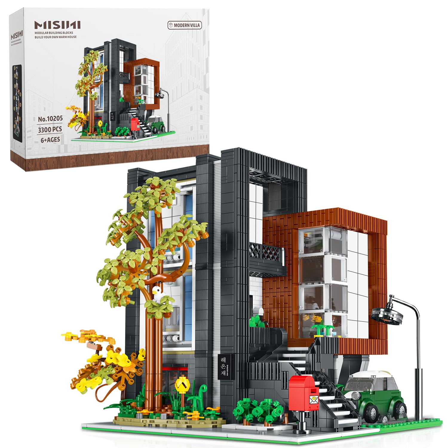 MISINI 10205 HEA-On-Jea Modern Villa House Building Kit, 3300PCS MOC Modular House Building Blocks Set for Adults, Street View City Buildings Model Construction Toy for Teens