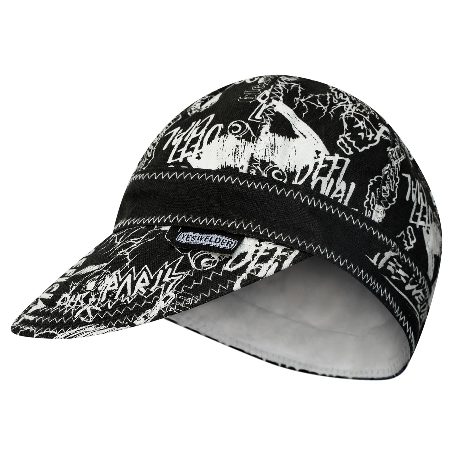 YESWELDER Graffiti Reversible Welding Cap, 7 3/8, Durable, Protective Welders Cap