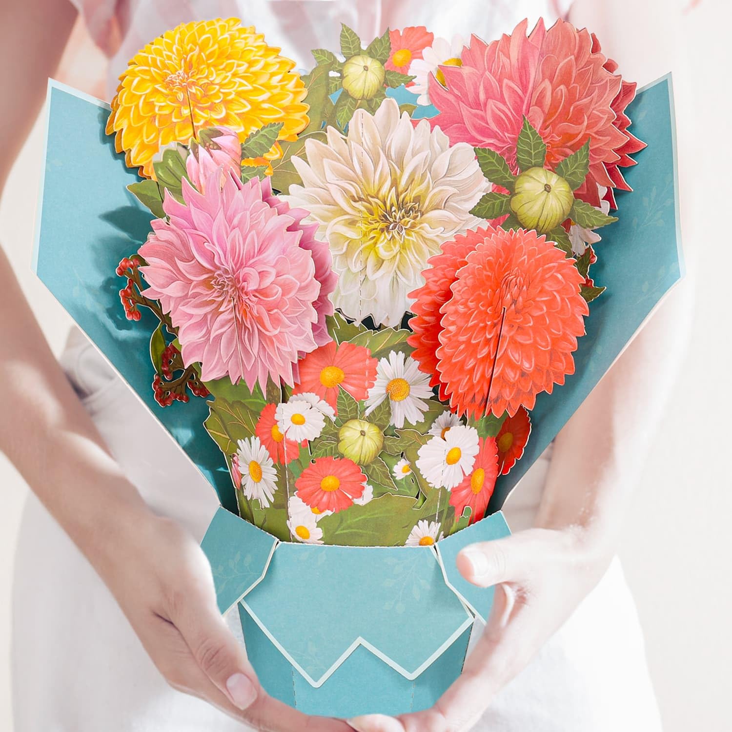 shynekPop Up Card Flower Bouquet for Mother's Day, Spring, Birthday