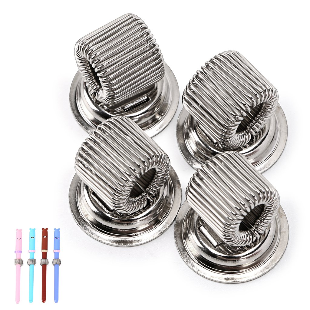 BTSKY Stainless Steel Magnetic Pen Holder Clips- Strong Magnetic Pen Clip Holder Fit Any Size Pens Magnetic Push pins for Refrigerator Whiteboard Erase Board and Bulletion Board Map(4pcs)