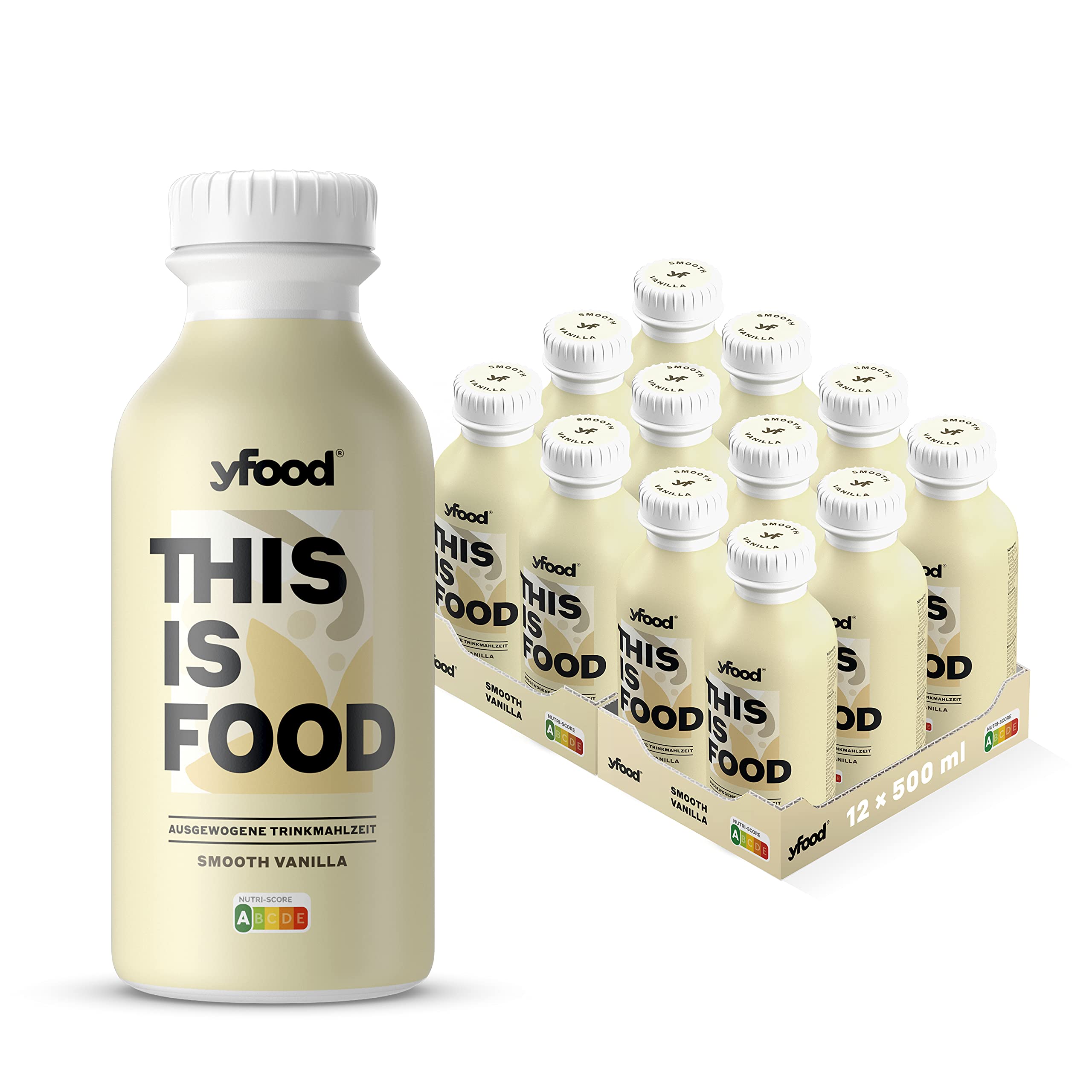 YFoodSmooth Vanilla, tasty meal replacement, THIS IS FOOD drink, 34g of protein, 26 vitamins and mineral (12 x 500ml)