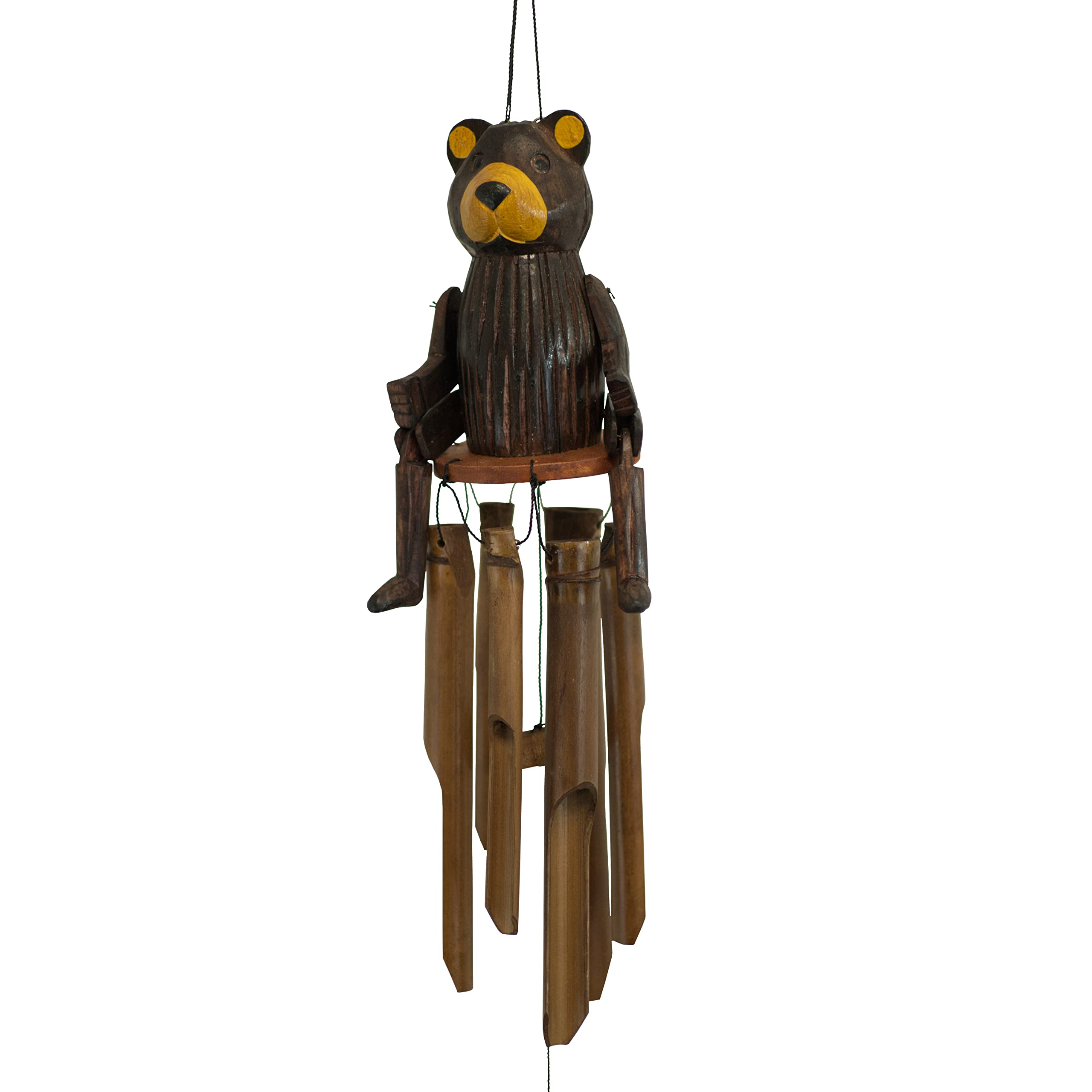 Cohasset Gifts 150P Cohasset Barry Bear Puppet Bamboo Wind Chime, Natural Brown Stain