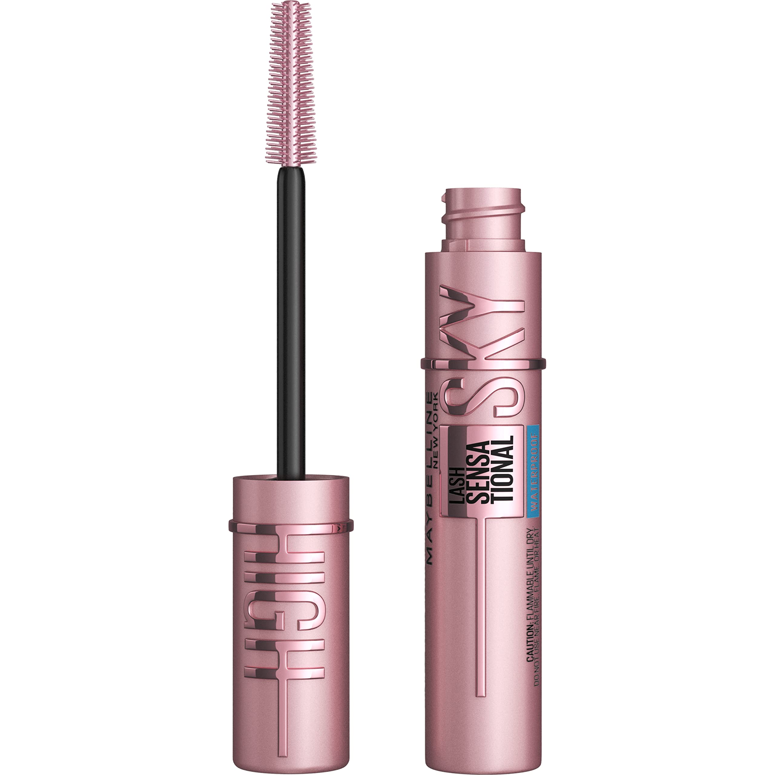 MAYBELLINELash Sensational Sky High Waterproof Mascara Makeup, Volumizing, Lengthening, Defining, Curling, Multiplying, Buildable Formula, Very Black, 1 Count