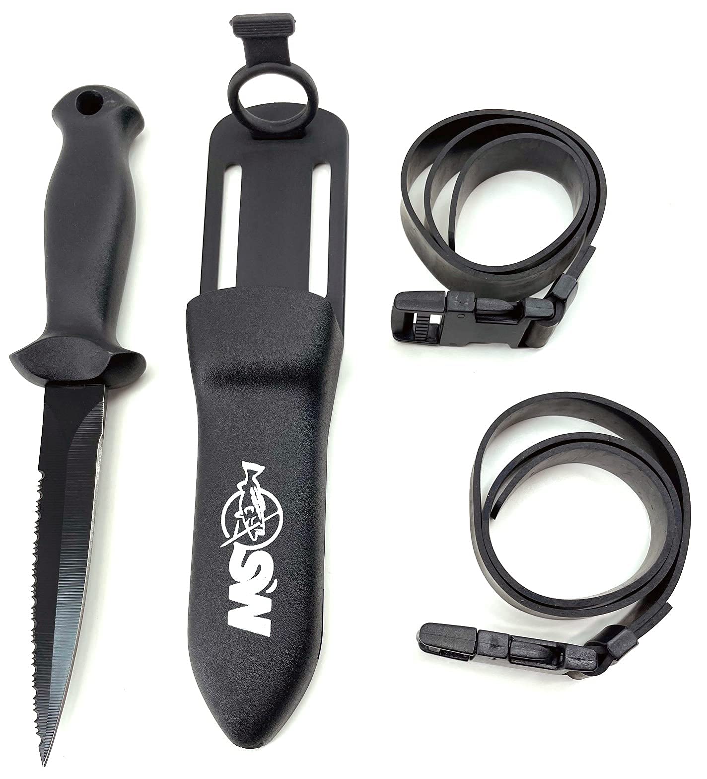 Professional Stainless Steel Knife with Serrated Edge for Spearfishing and Freediving