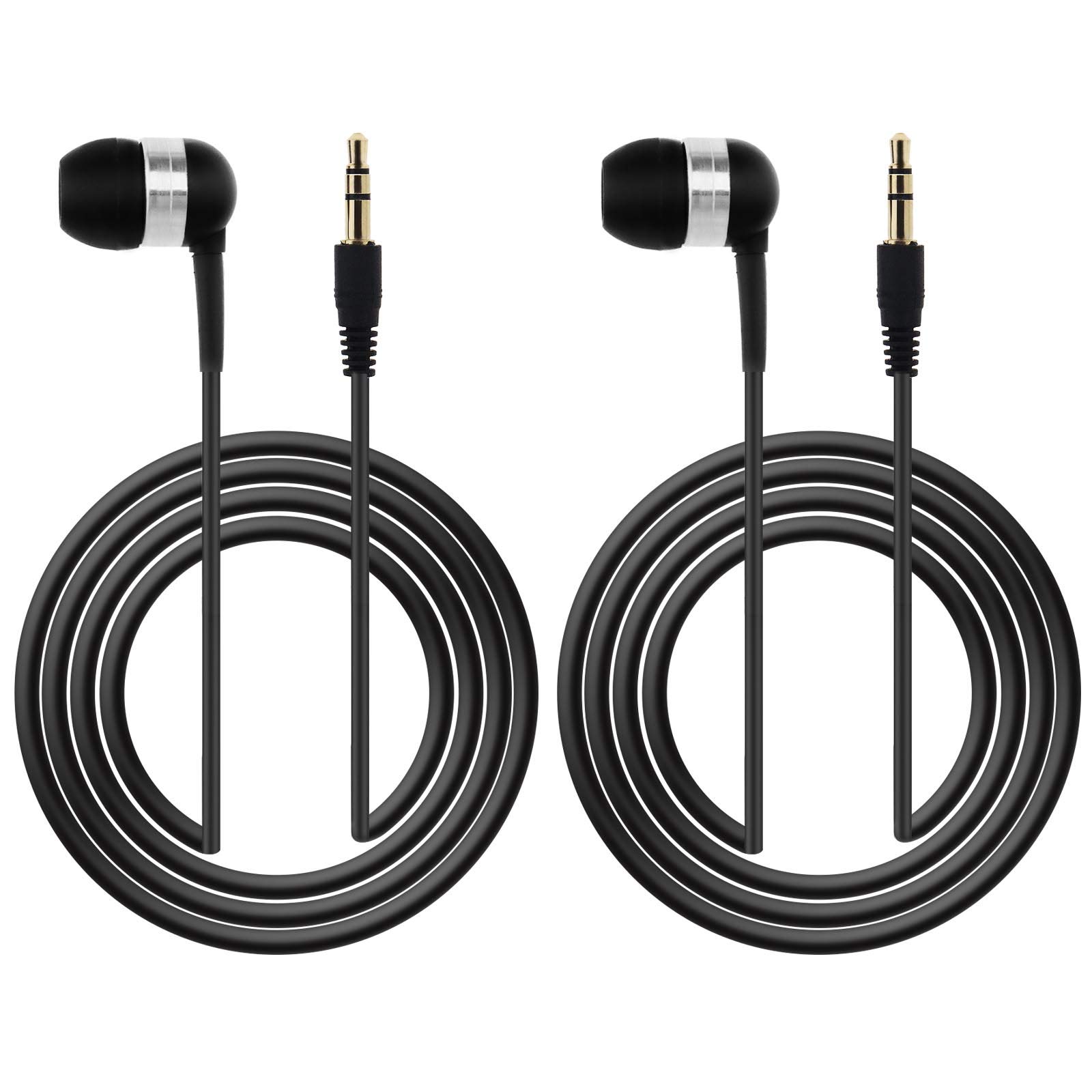 SING F LTD 2PCS 3.5mm in Ear Single-Sided Earphones Black 60cm Mono Earbud Wired Headset Headphone Single Side Fit for MP3 MP4 Mobile Phones Notebook Computers