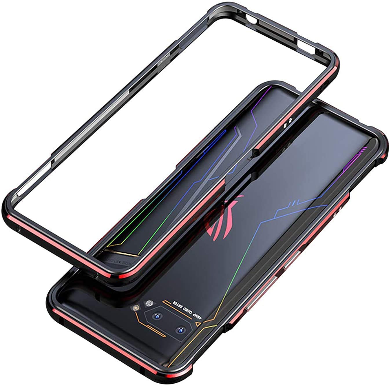 MKL Case Compatible with ROG Phone 2, Metal Bumper Aluminum Alloy Frame Metal Armor Shockproof Protective Case (Red)