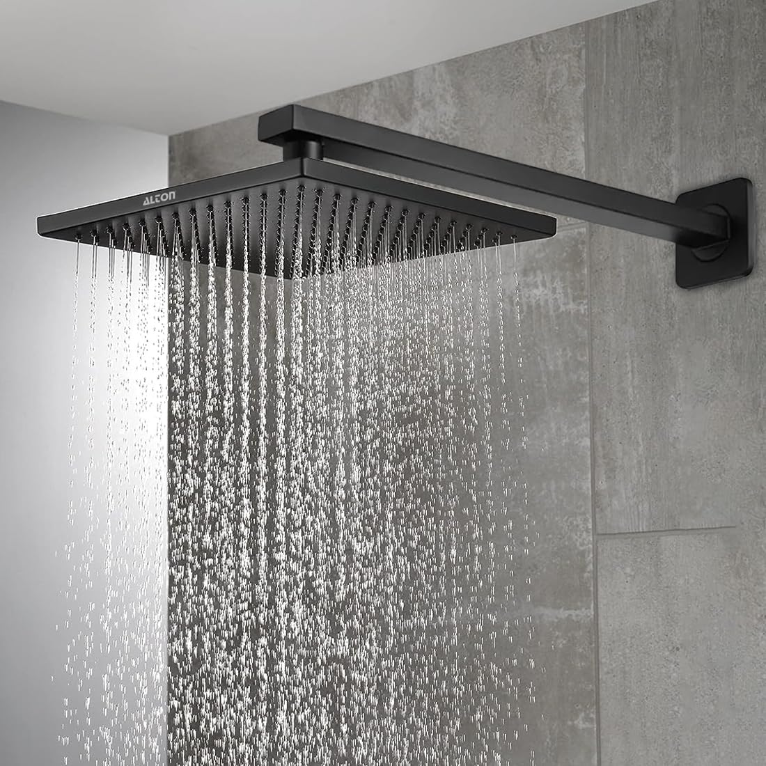 ALTON SHR20820, SS-304 Grade, 12x12 Square Over Head Shower With 21-INCH Arm and Wall Flange (Matte Black)