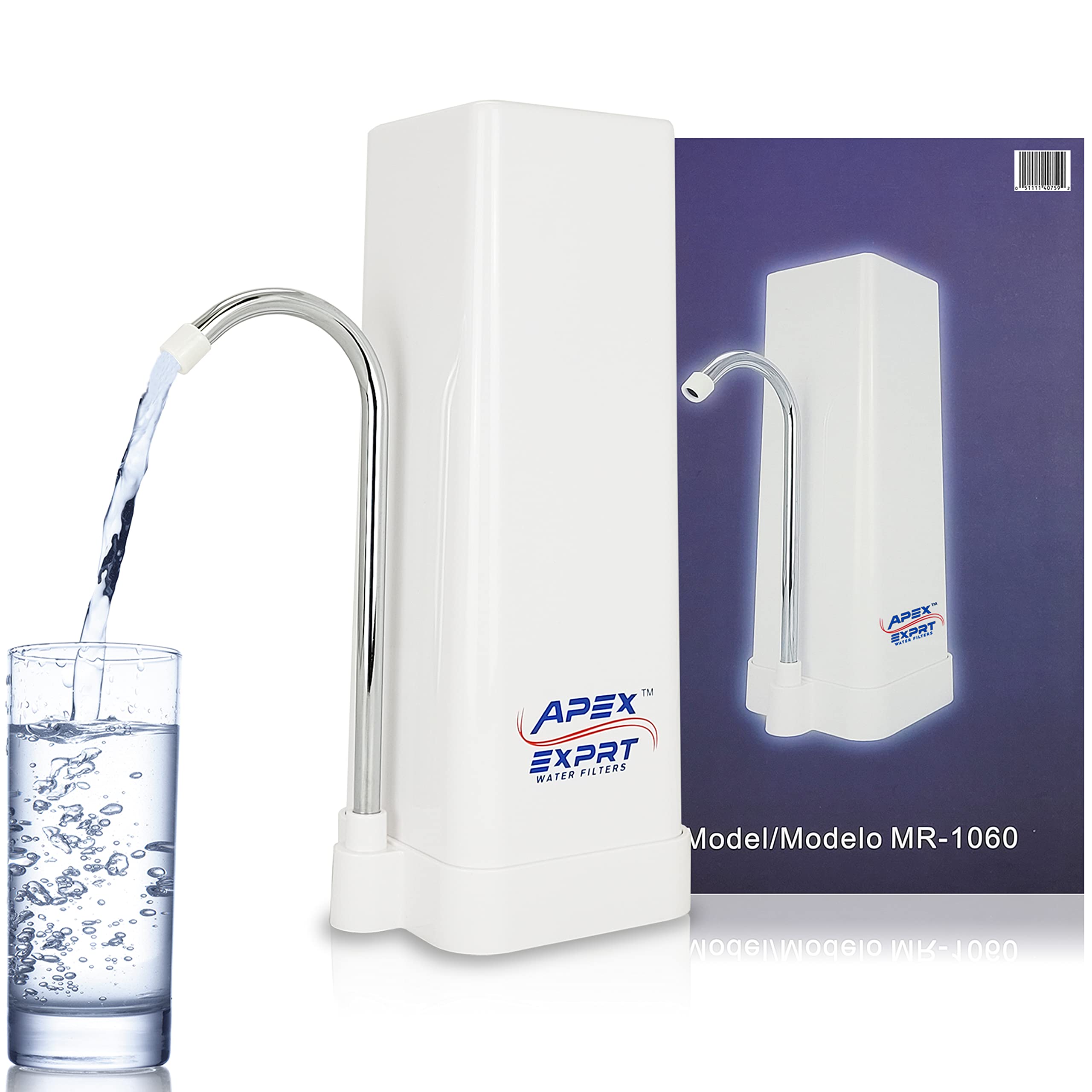 APEX EXPRT MR-1060 Countertop Water Filtration System, 5 Stage Mineral pH Alkaline Water Purifier, Easy Install Faucet Water Filter - Reduces Heavy Metals, Bad Taste and Up to 99% of Chlorine