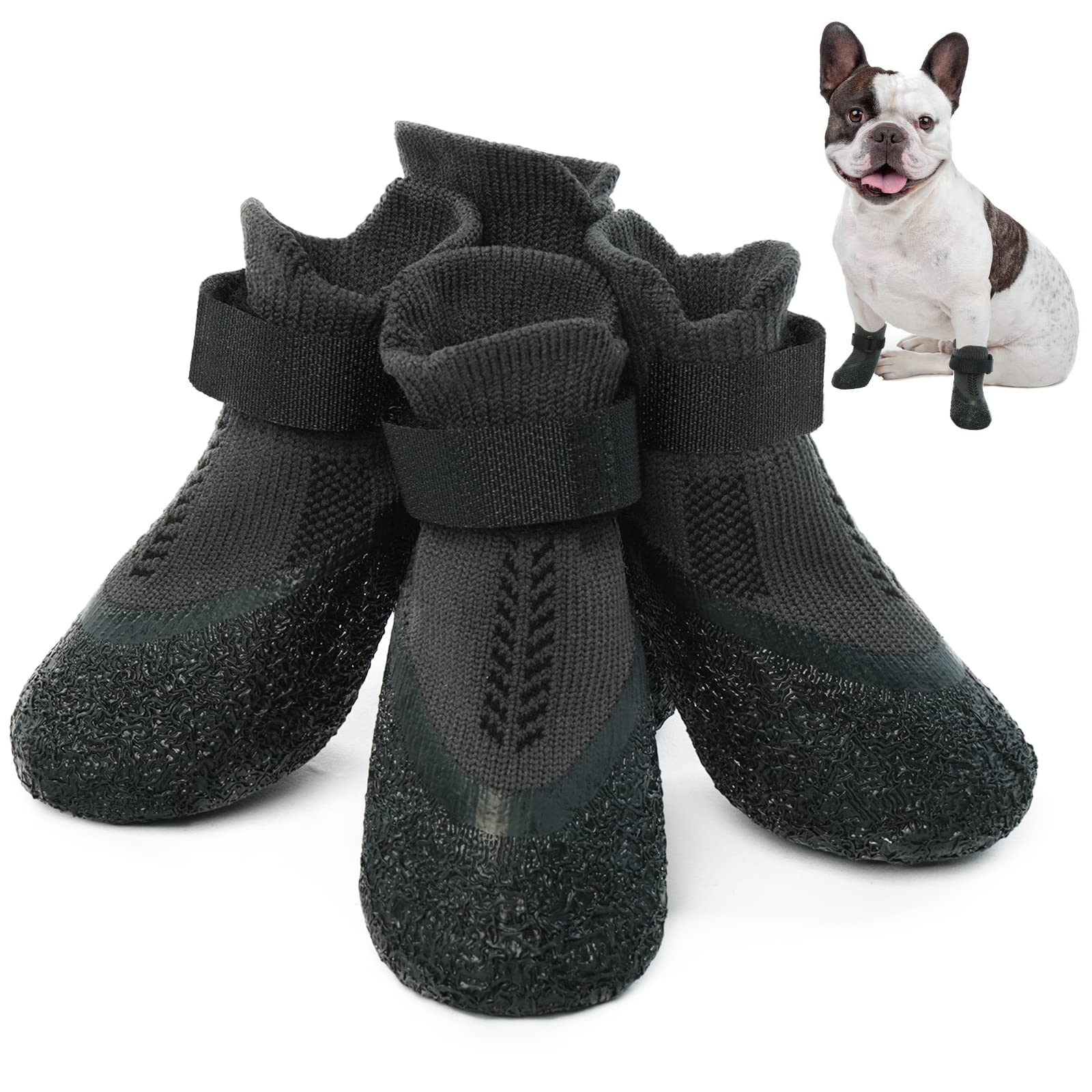 NanakiDog Socks for Large Dogs, Anti-Slip Dog Grip Socks with Rubber & Fix Straps, Non Slip Dog Paw Protector, Indoor Outdoor Dog Shoes/Booties/Socks for Hardwood Floor Hot Pavement