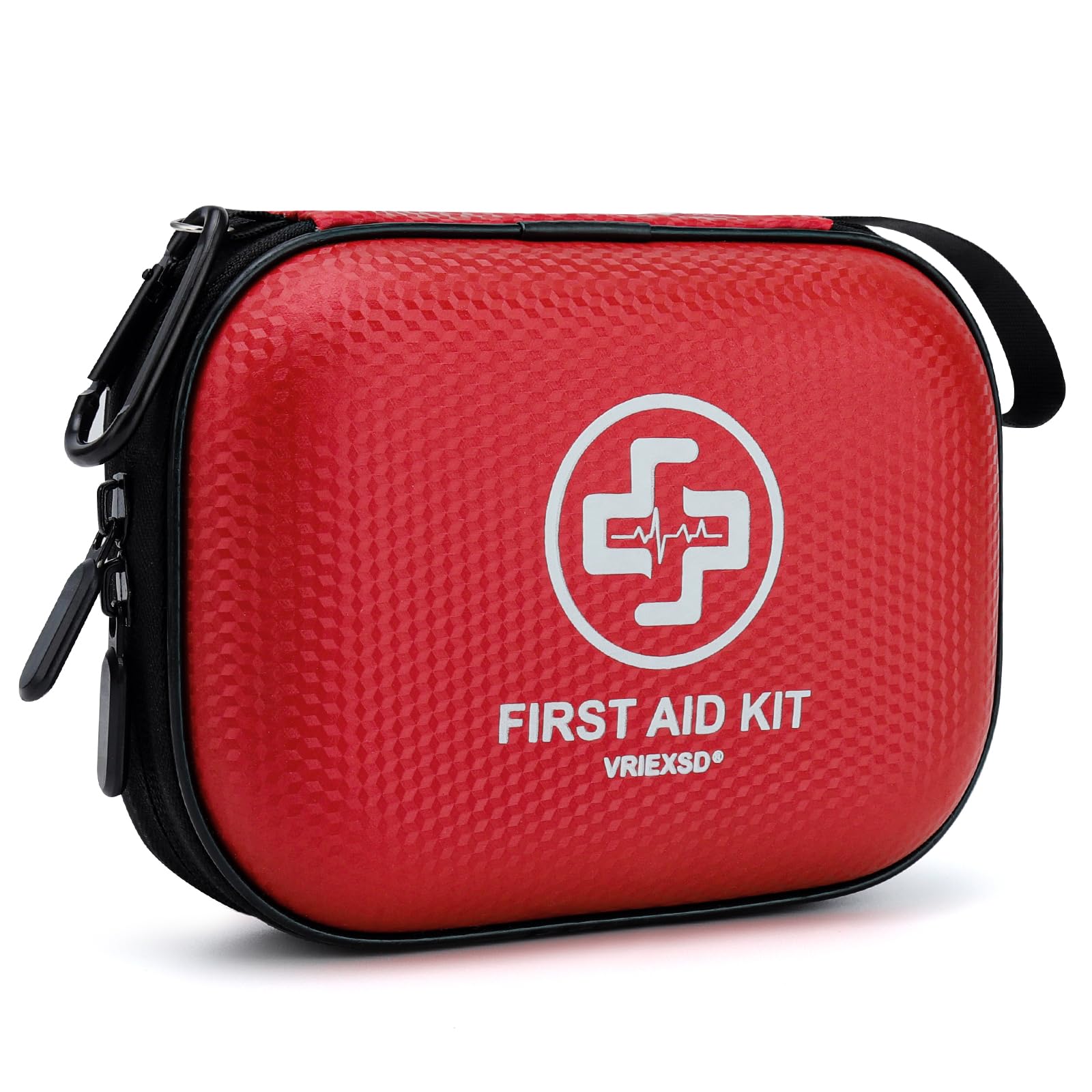 Mini First Aid Kit - 150 Piece Small Waterproof Hard Shell Medical Kit for Home, Car, Travel, Camping, Truck, Hiking, Sports, Office, Vehicle & Outdoor Emergencies- Small First Aid Medical Kit (Red)