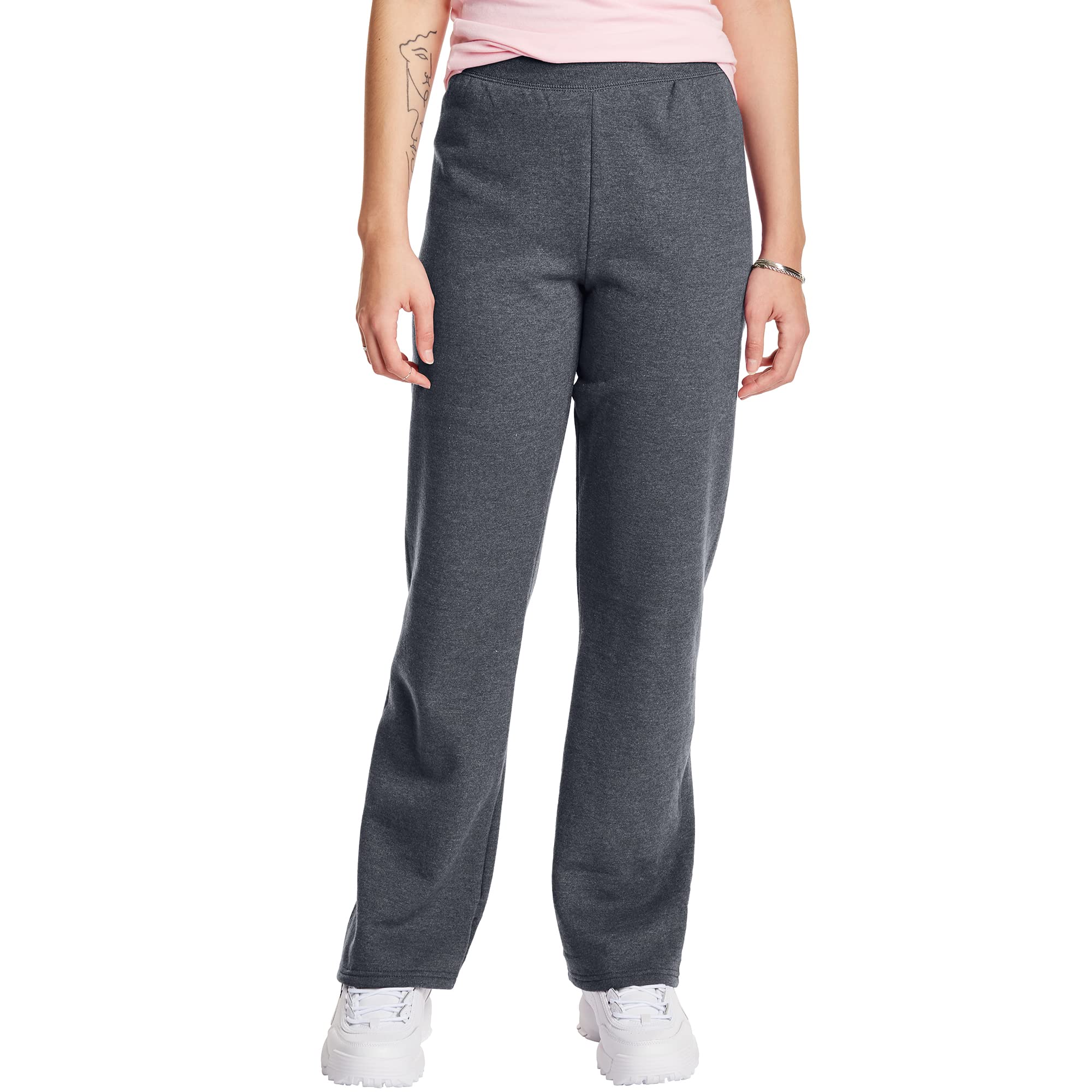 Hanes Women's EcoSmart Fleece Petite Sweatpants, Open Bottom Sweatpants, Regular & Petite Sizes