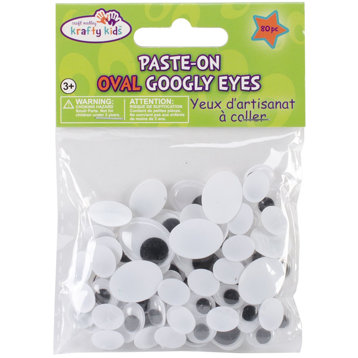 Multicraft Imports Black Paste-On Googly Eyes Assorted 10mm to 19mm 80/Pkg