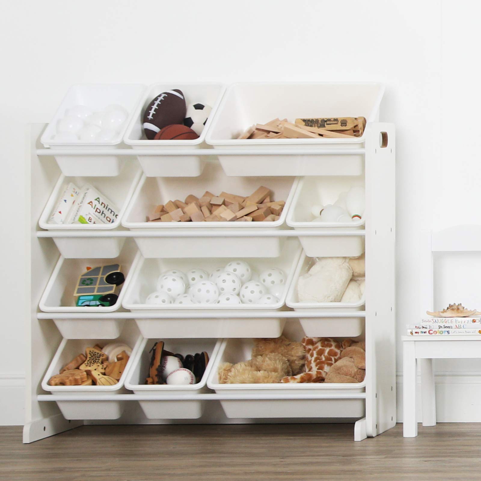 Humble Crew Toy Organiser, Engineered Wood, White, 12 Bins