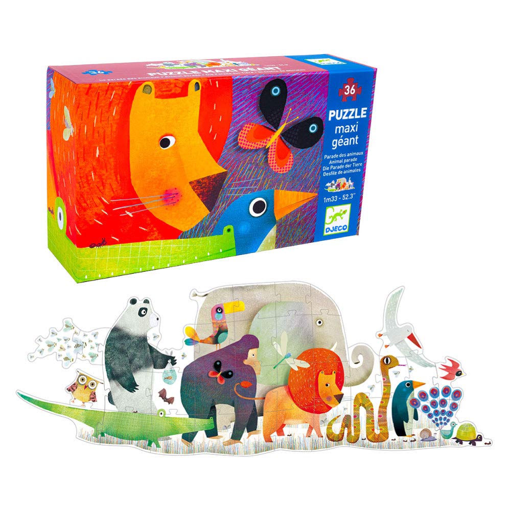 DJECOGiant Floor Animal Parade (36 Pieces) - Storytelling Puzzle Art for Kids - Fun & Challenging Activity for Friends & Family - Educational Jigsaw Toy for Children 4+ Years Girls & Boys