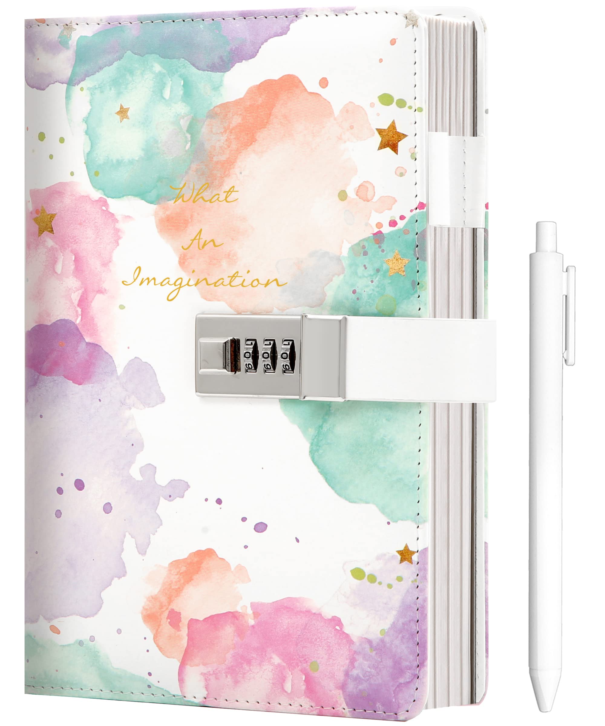 CAGIE Diary for Girls Age 8-12 Gifts for 9 10 11 12 Year Old Girls Diary with Lock, Tie Dye Design 192 Pages Lock Diary with Pen, 5.7 x 8.5 Inch Birthday Gifts for Girl Journal with Lock