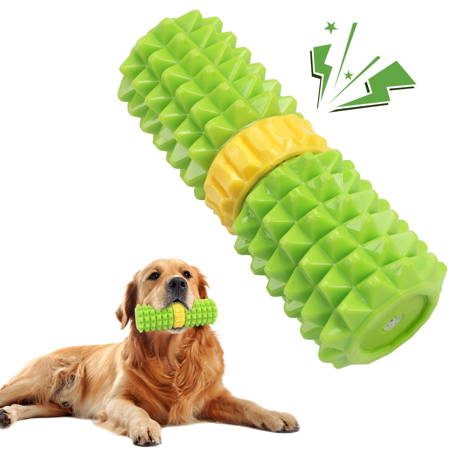 JoyfiaSqueaky Dog Toys, Fun to Chew & Fetch, Dog Interactive Chew Toy to Keep Them Busy, Boredom Buster & Enrichment for Small Medium & Large Breeds, Rubber Toothbrush Dogs Teeth Cleaning Toy