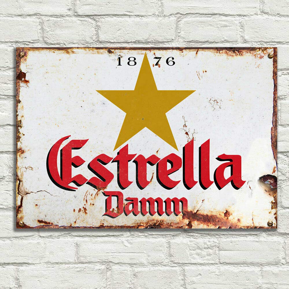 LBS4ALLEstrella Damm Signs Metal Plaque Aluminium Vintage Pub Tiki Bar Home Cafe Wall Beer Retro Club