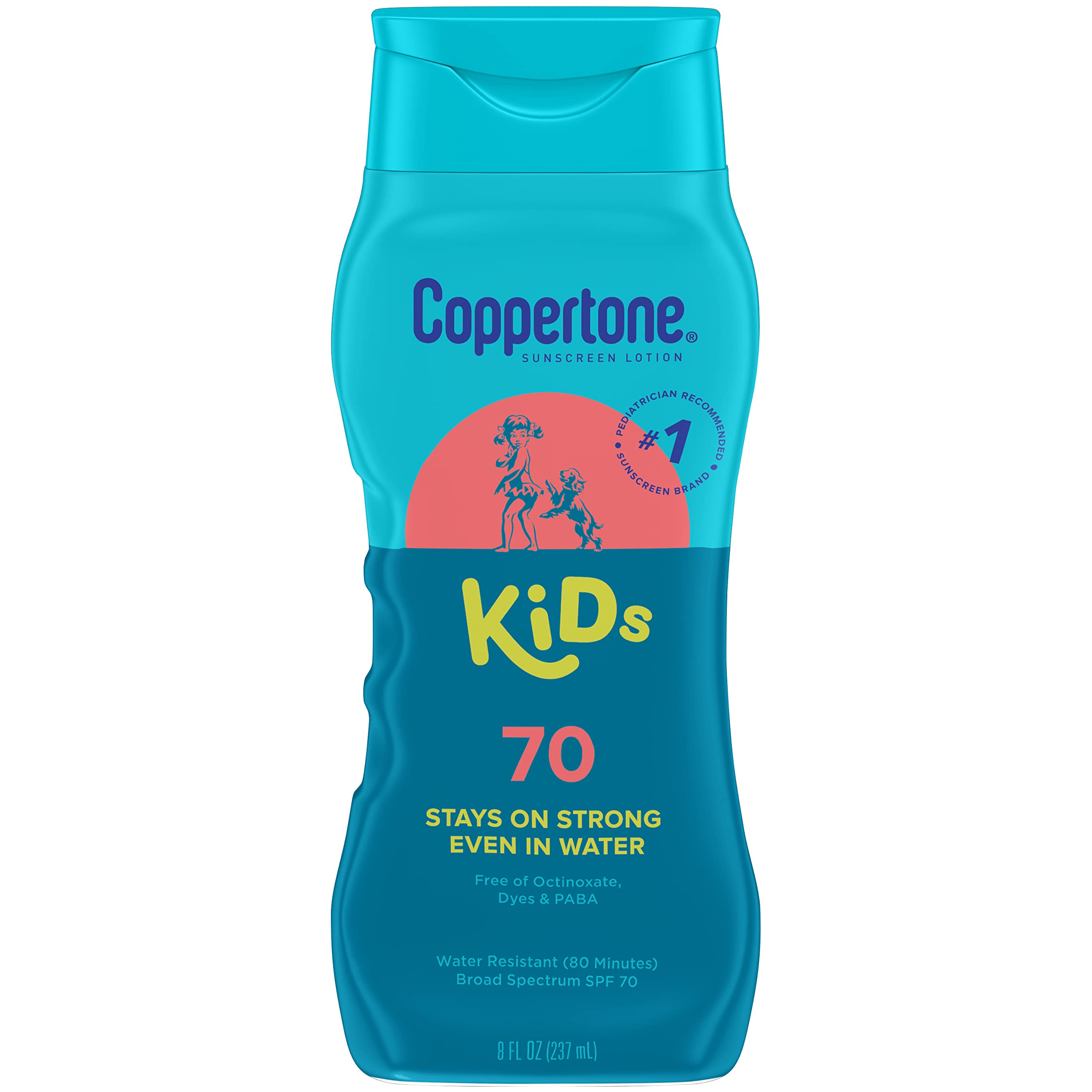 Coppertone Kids Sunscreen Lotion, SPF 70 Sunscreen for Kids, Water Resistant Sunscreen Lotion, 8 Fl Oz