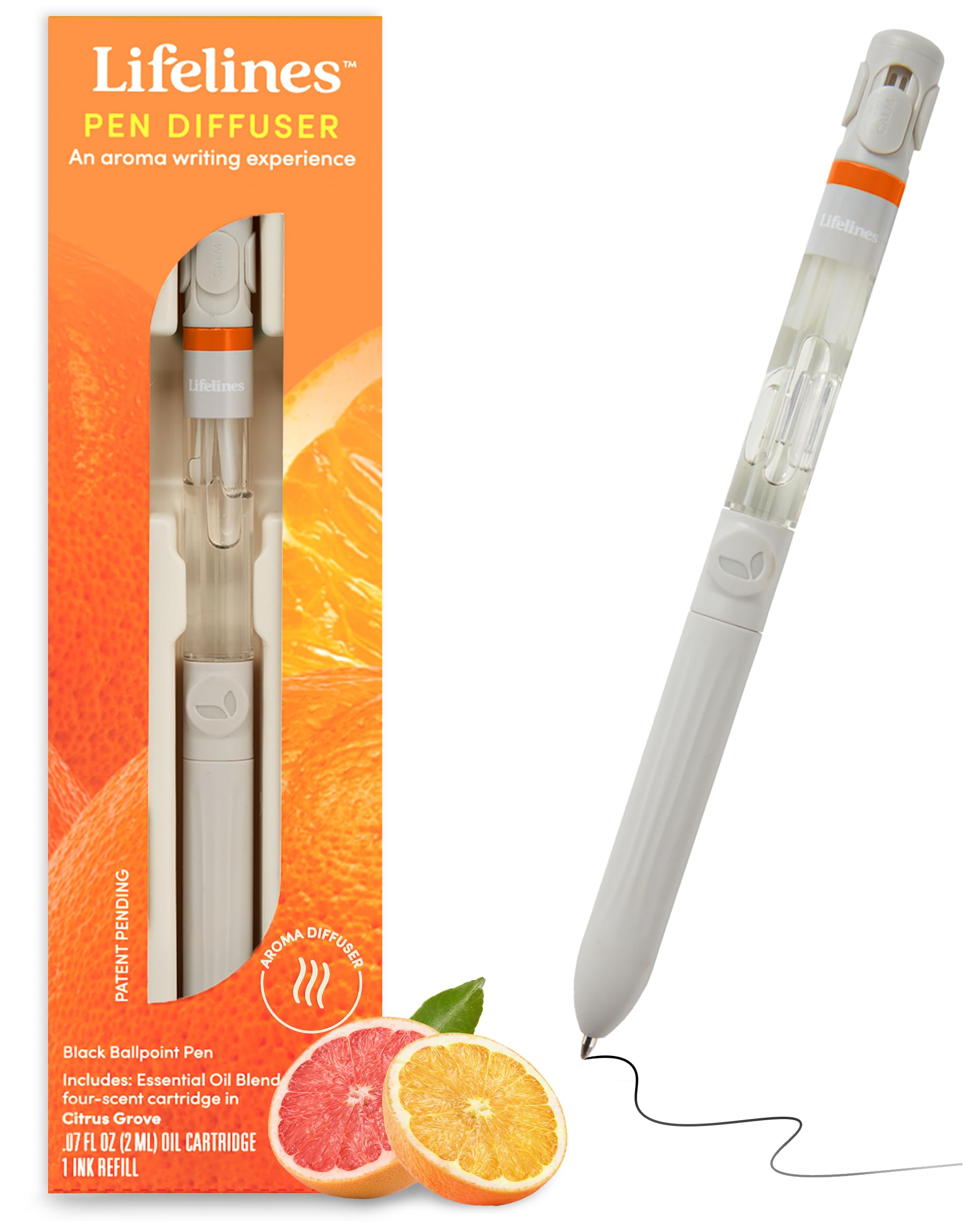 Lifelines Pen Diffuser, Citrus Grove - 1mm Black Ballpoint Pen with Scented Essential Oil Blends – Aromatherapy Diffuser & Sensory Immersion Diffuse Aroma As You Write