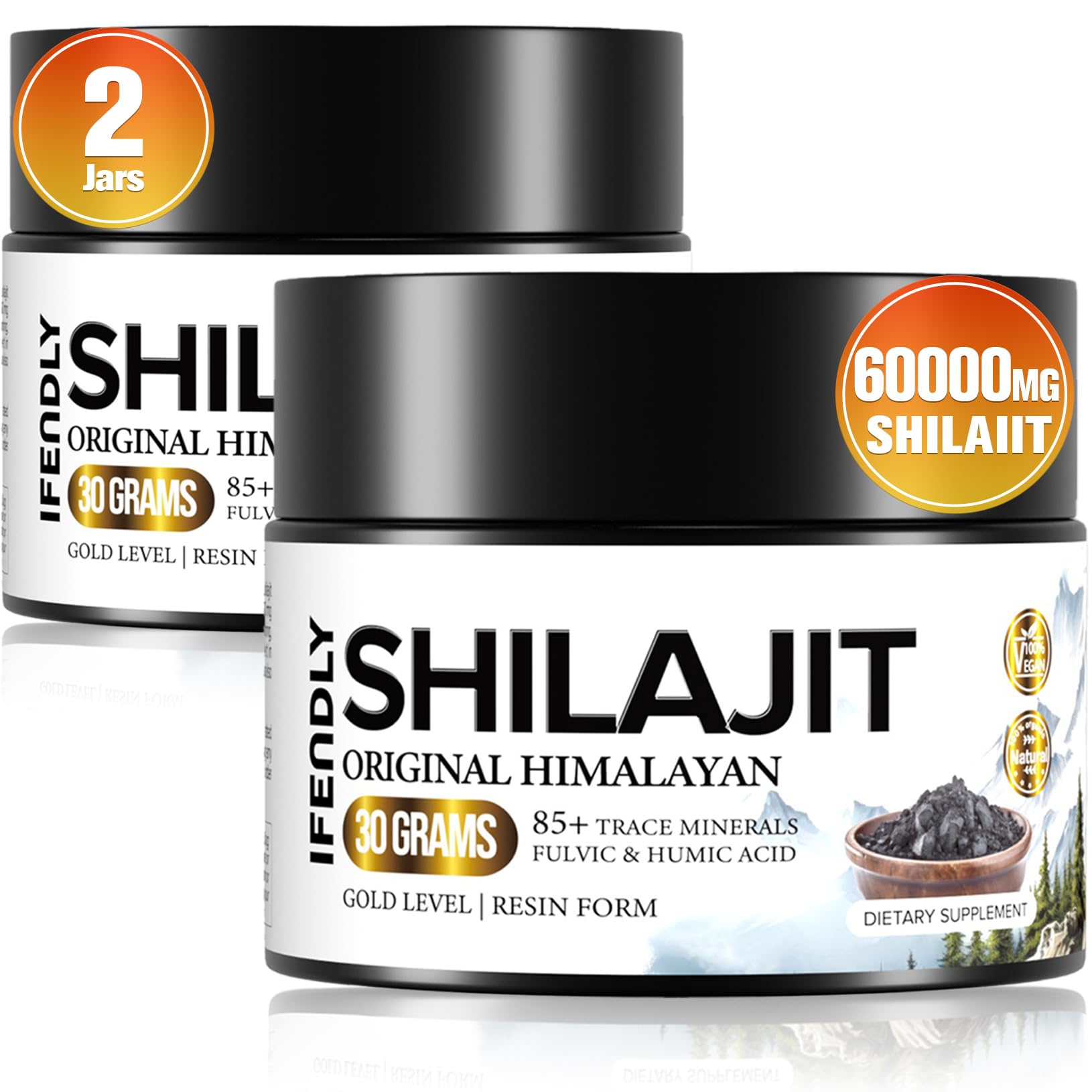 Shilajit Resin, Shilajit for Men & Women, Shilajit Pure Himalayan Organic - 600mg Potency Gold Grade, with 85+ Trace Minerals, Fulvic & Humic Acid, for Stamina, Immunity & Strength, 100 Serving, 2 Jar