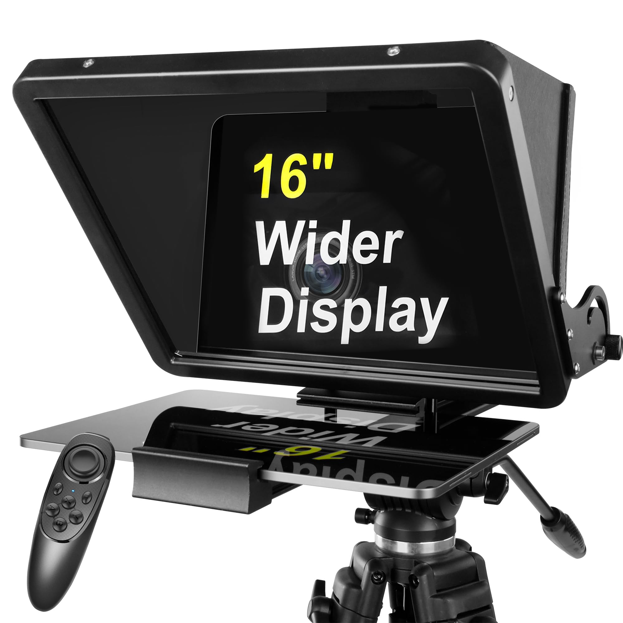 16" Autocue Teleprompter, Suitable for Large Tablets and Pad, Accommodate DSLR and Camcorders, 70/30 Split Beam Glass, Aluminum Alloy Body, Indoor and Outdoor Video Recording, Come with a packbag…