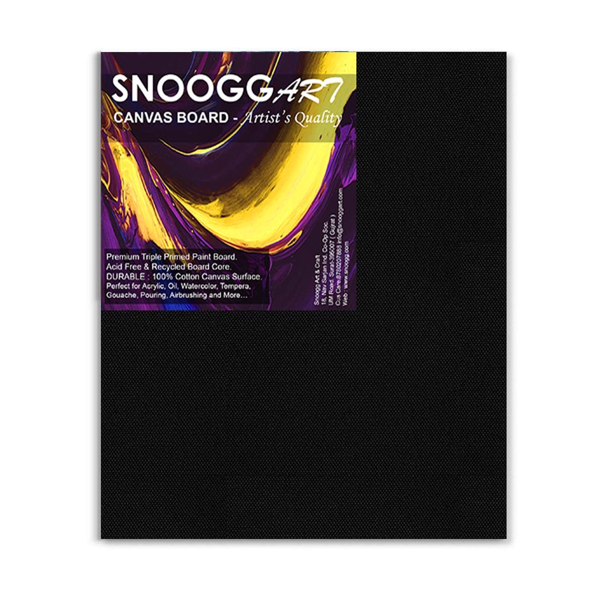 SNOOGG Pack of 8 Black Canvas Painting Panel Board Size : 8X8 Inch 100% Cotton Double Primed Studio Artist Student Qualityfor Oil, Acrylic & Watercolor Paints