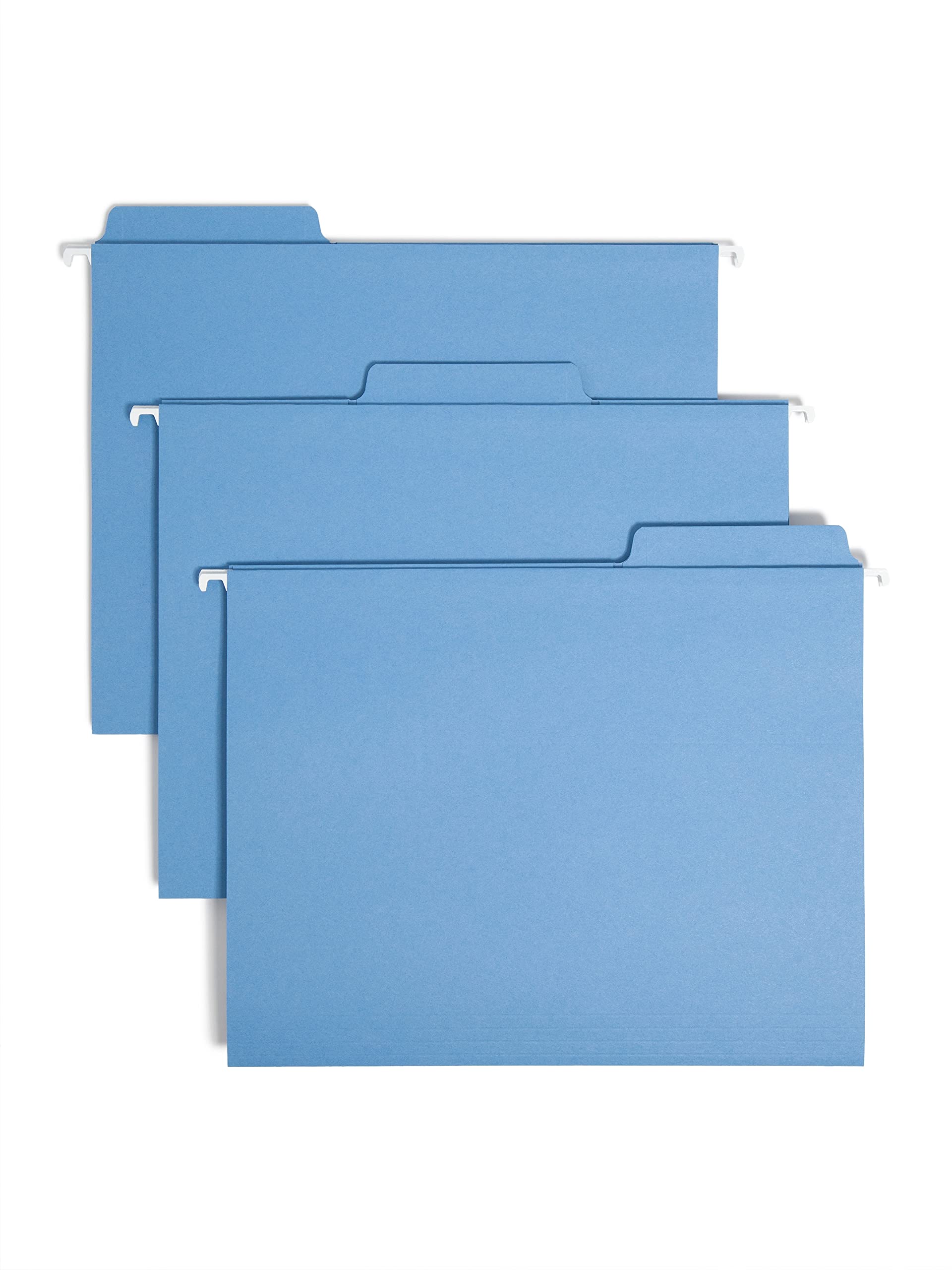 SmeadFasTab Hanging File Folder, 1/3-Cut Built-in Tab, Letter Size, Blue(64099), (Pack of 10, 200 Count Total)