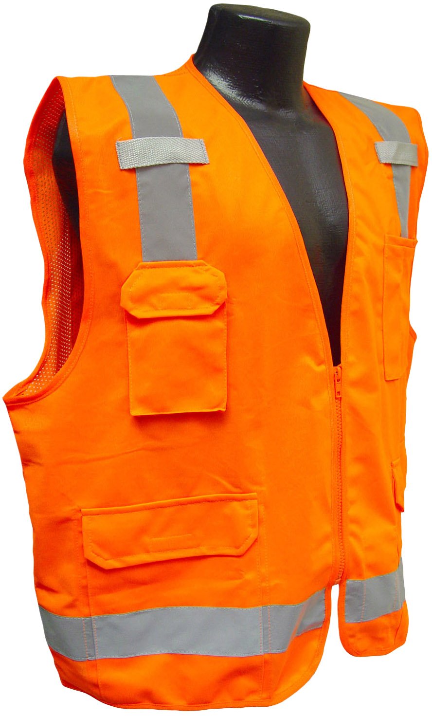 Radians SV7O5X Class 2 Solid Front Mesh Back Surveyor Saftey Vests, Orange, 5 Extra Large