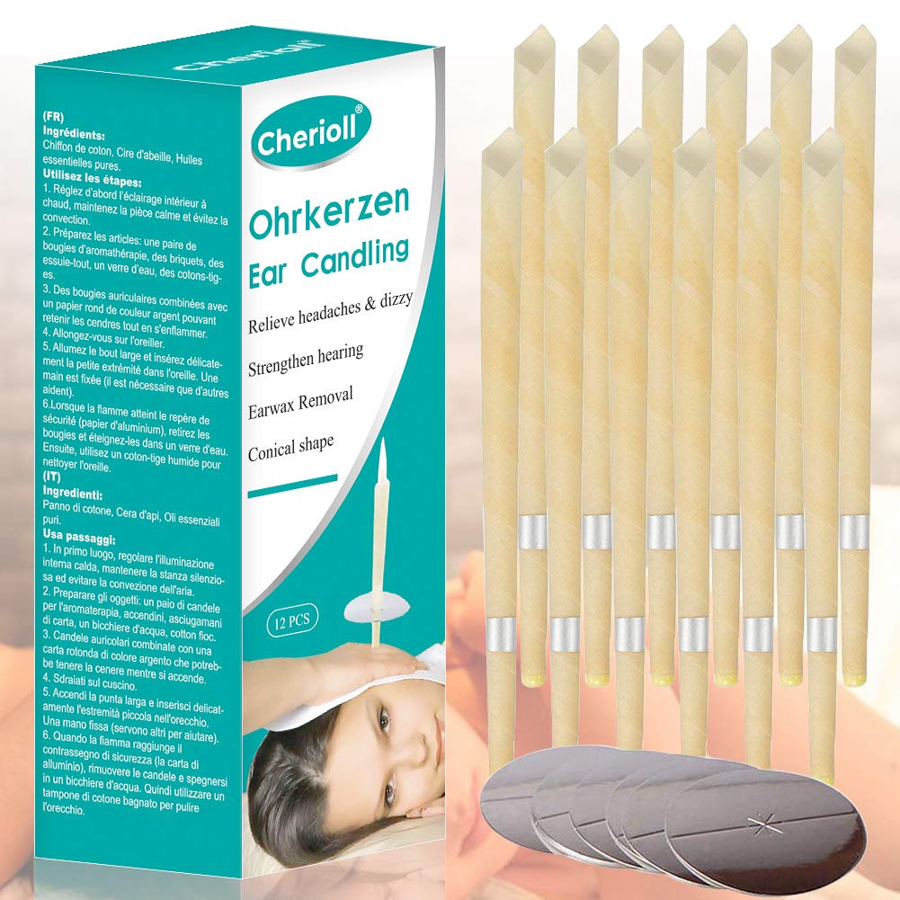 Ear Candles, Ear Wax Remover, Ear Candles, Ear Candle, For Blocked Ears, 12PCS Ear Wax Remover, Beeswax Candle Cones With Protective Discs