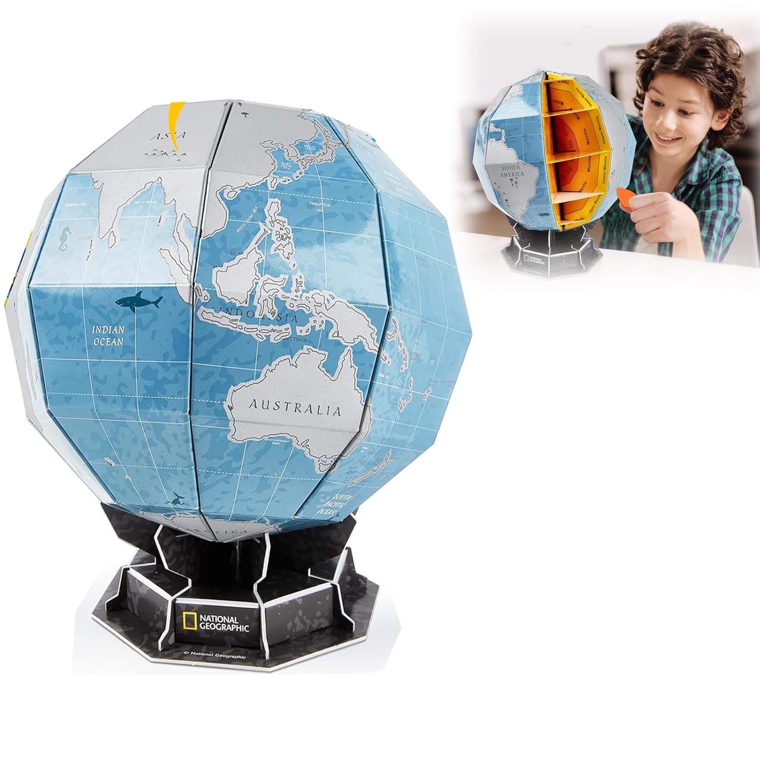 National Geographic Scratchable Globe for Kids Learning - STEM Toys Earth Globe National Geographic 3D Puzzles for Kids Science Kit, Arts and Crafts for Kids Ages 8-12, Toys for Ages 8-13 Boys Girls