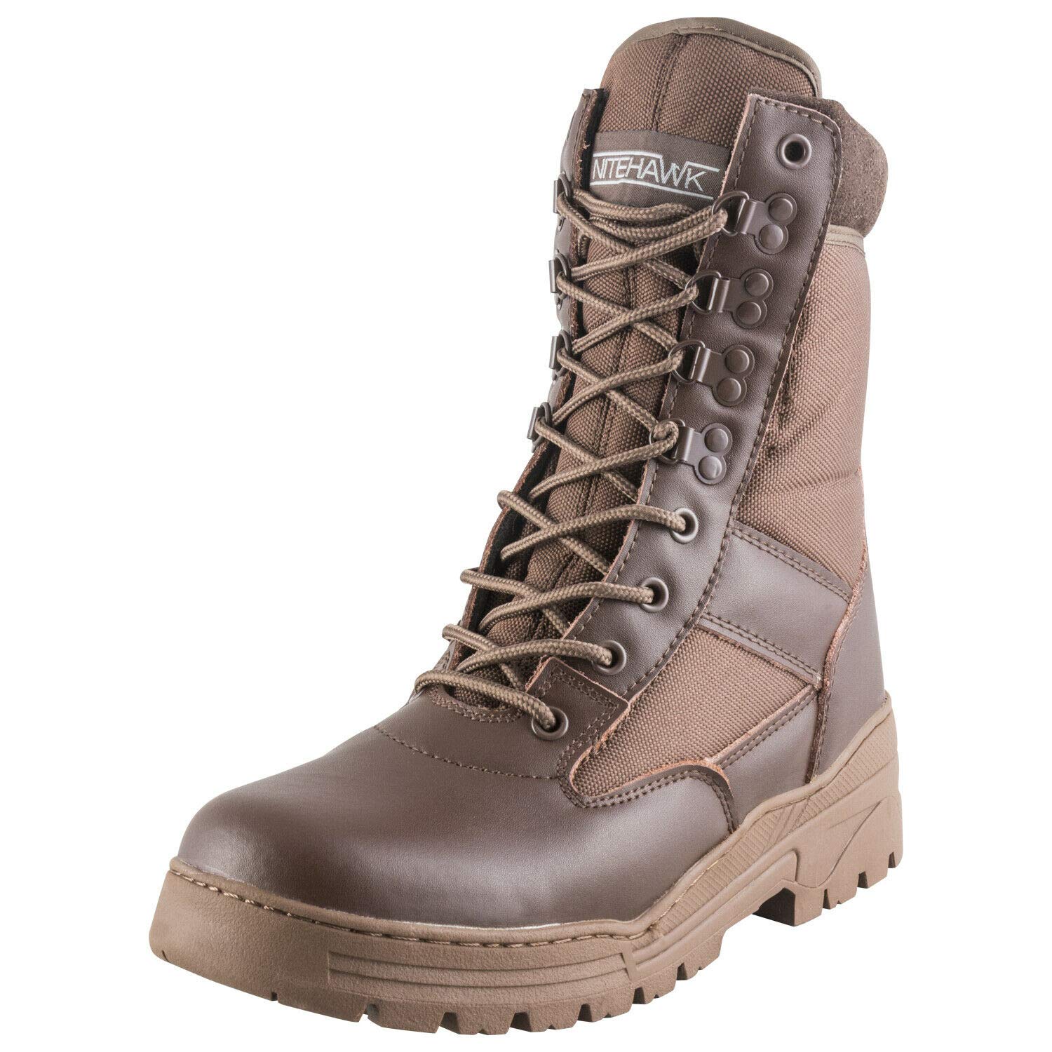 NITEHAWKArmy/Military Patrol Brown Leather Combat Boots Outdoor Cadet Security