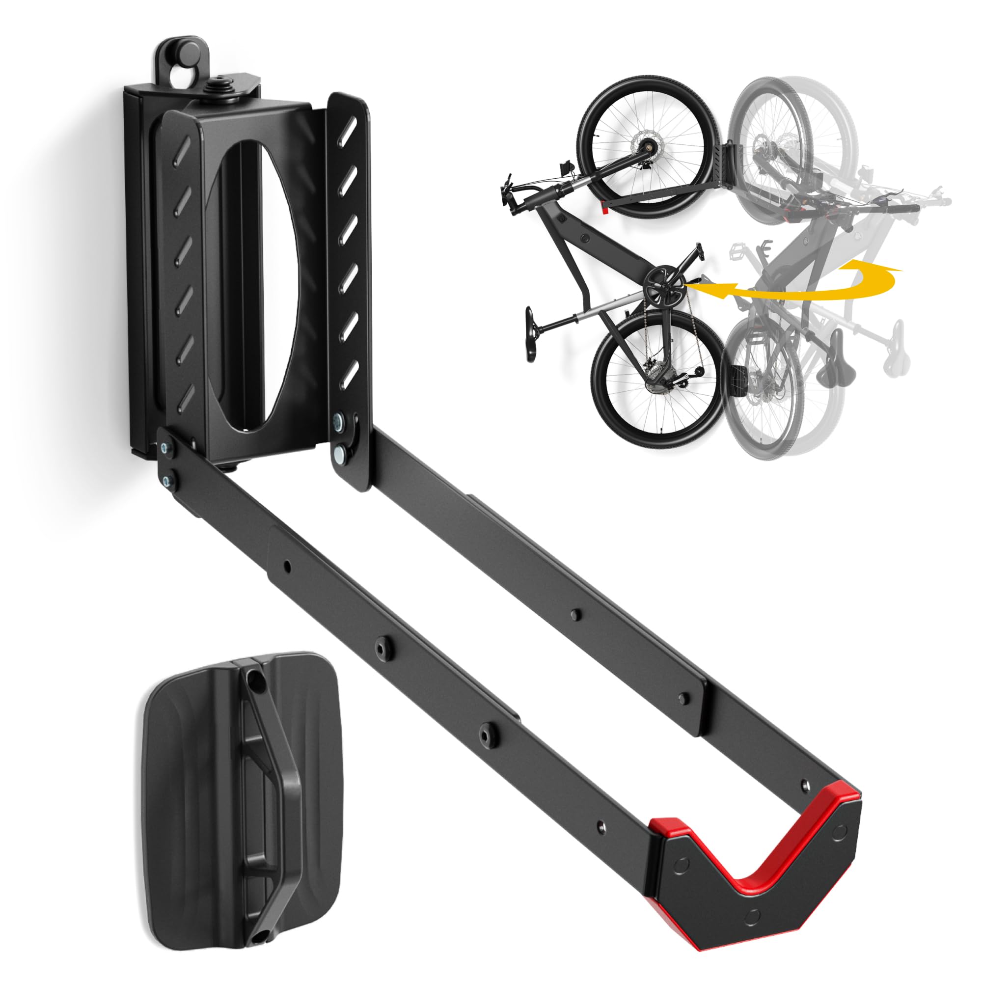 monTEK Swivel Bike Wall Mount, No Heavy Lifting Required Bike Wall Mount, Bike Hangers for Garage, Space-Saving Bike Rack Garage, Easy to Load and Unload, Bike Hanger Can Hold Up to 77 lbs