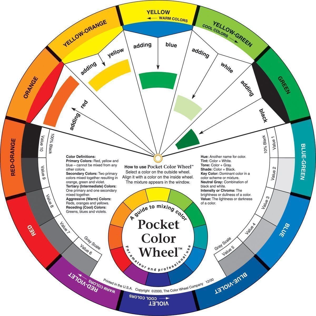 Pocket Colour Wheel 13cm. Compact Paint Mixing Learning Guide. Art Class Teaching Tool. 70404