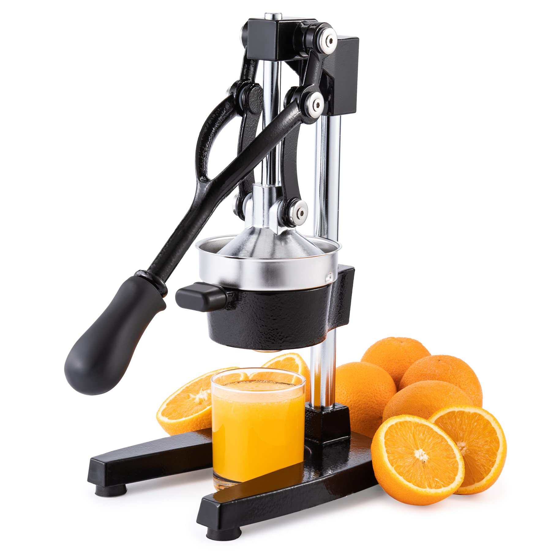 CO-Z Commercial Grade Citrus Juicer Professional Hand Press Manual Fruit Juicer Metal Juice Squeezer Heavy Duty Orange Juicer Citrus Orange Lemon Lime Pomegranate (Cast Iron, Stainless Steel) (Black)