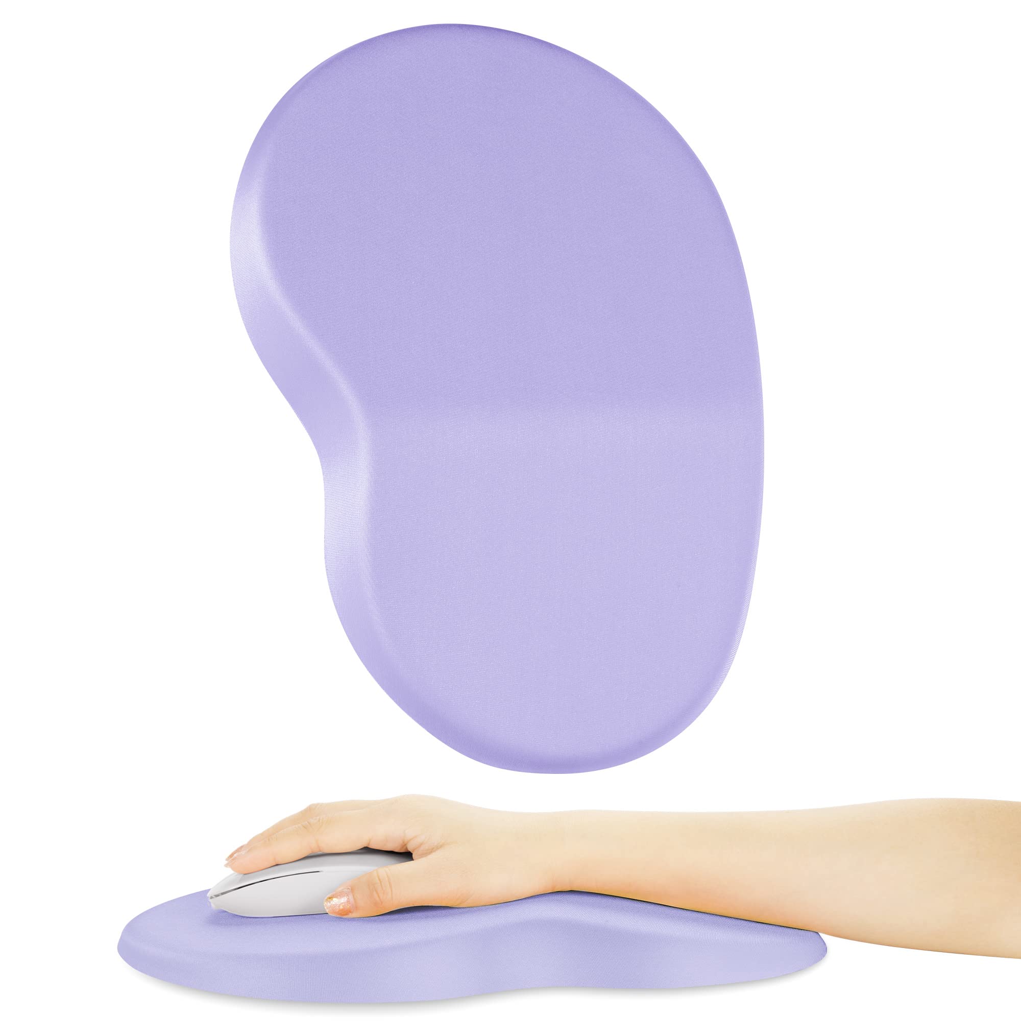 Ergonomic Mouse Pad with Wrist Support, Relief Carpal Tunnel Pain Mousepad, Full Memory Foam with Non-Slip PU Gel Base, Comfortable Wrist Pad Mouse Pad for Computer Laptop Desktop Office Home (Purple)